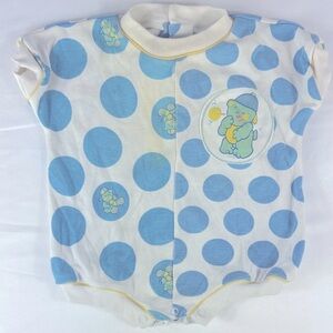Vintage 1990’s Bright Future Blue Polka Dot Kids One Piece